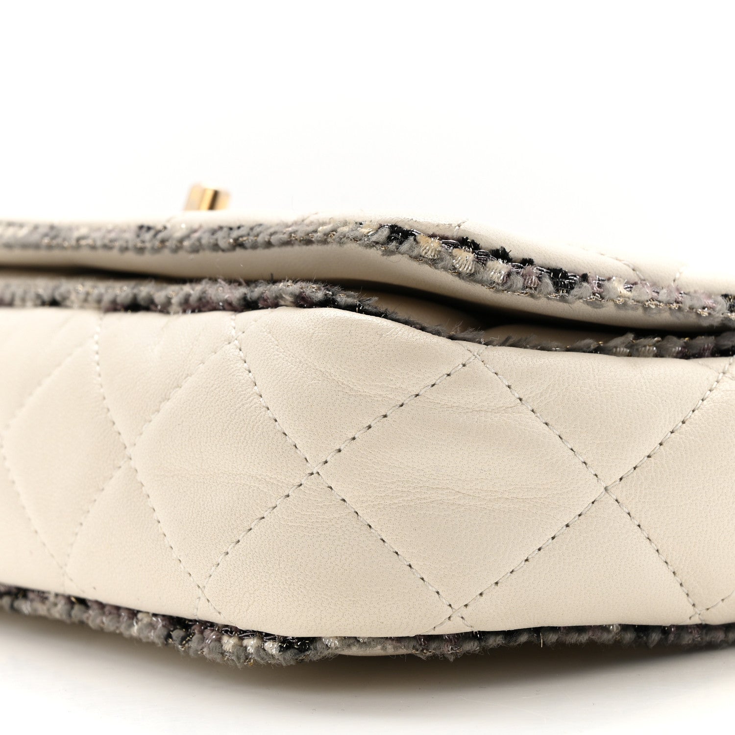 Chanel Lambskin Tweed Quilted Flap White 10 of 16