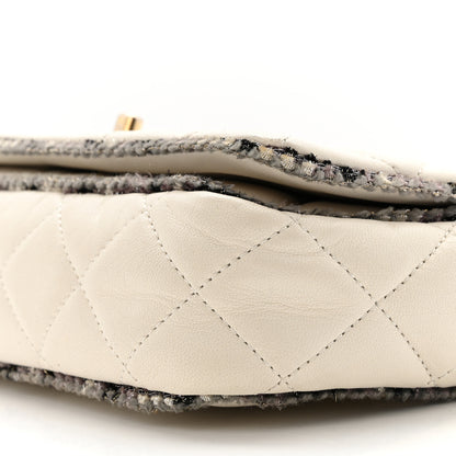 Chanel Lambskin Tweed Quilted Flap White 10 of 16