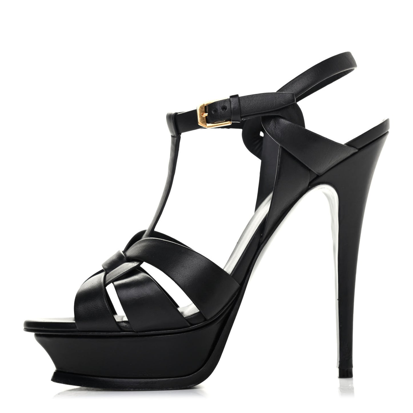Calfskin Tribute 105 Platform Sandals 40 Black