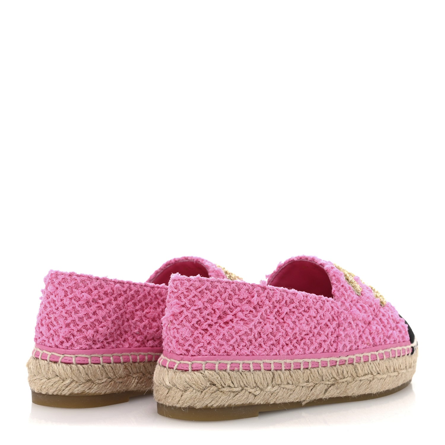 Chanel Tweed Grosgrain CC Espadrilles 35 Pink Black 5 of 10