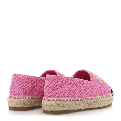 Chanel Tweed Grosgrain CC Espadrilles 35 Pink Black 5 of 10