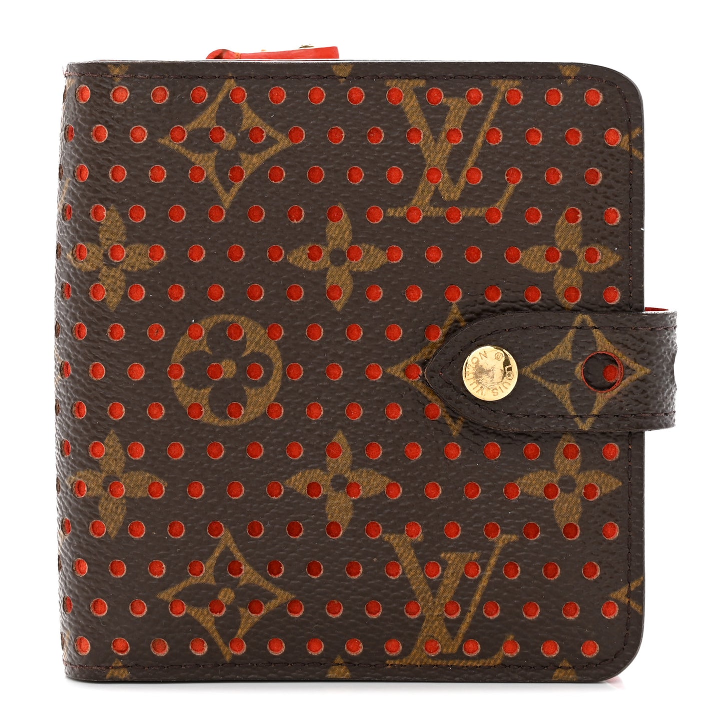 Monogram Perforated Compact Zipped Wallet Orange