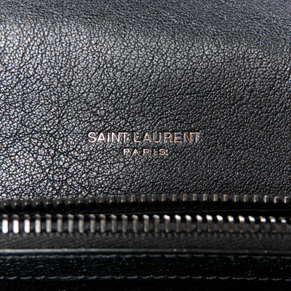 Saint Laurent Sheepskin Matelasse Chevron Monogram Monochrome Medium College Bag Black 6 of 11