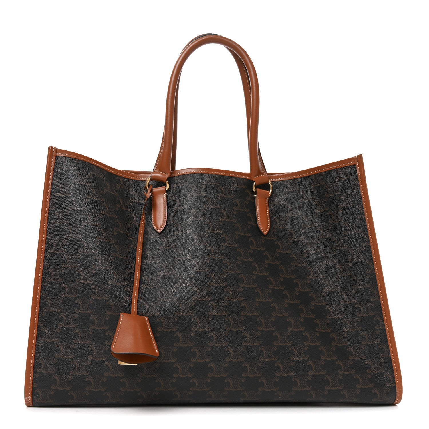 Celine Triomphe Canvas Calfskin Horizontal Cabas Tan 1 of 9