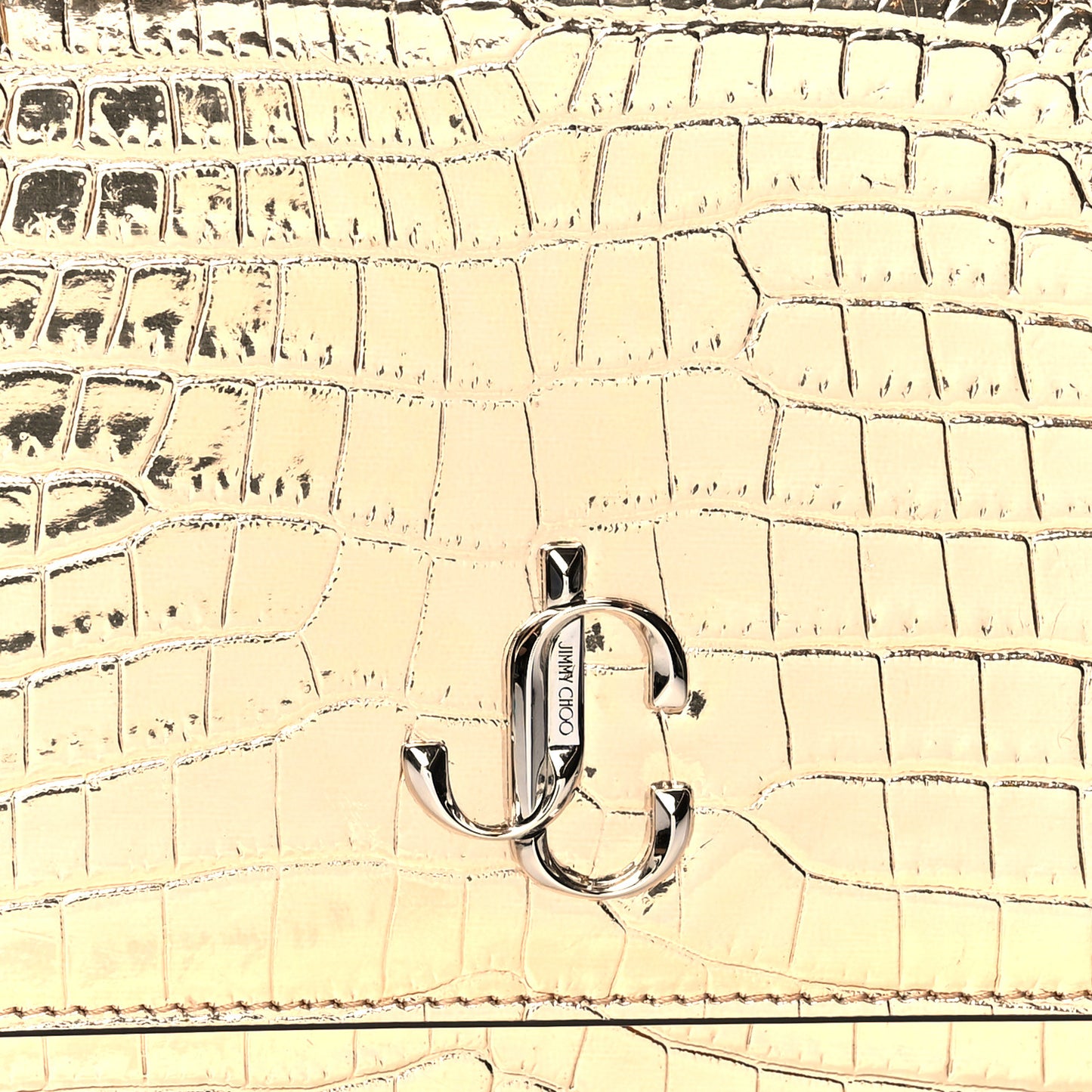 Metallic Calfskin Crocodile Embossed Palace Crossbody Light Gold