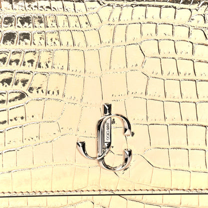 Jimmy Choo Metallic Calfskin Crocodile Embossed Palace Crossbody Light Gold 6 of 8