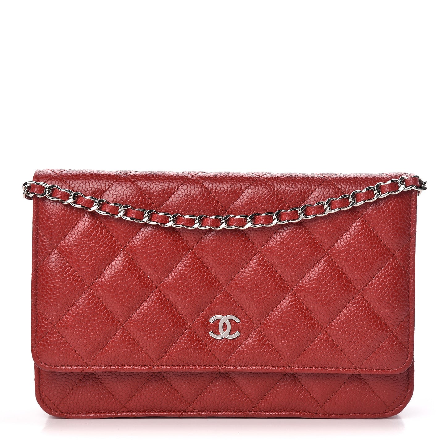 Caviar Quilted Wallet on Chain WOC Red