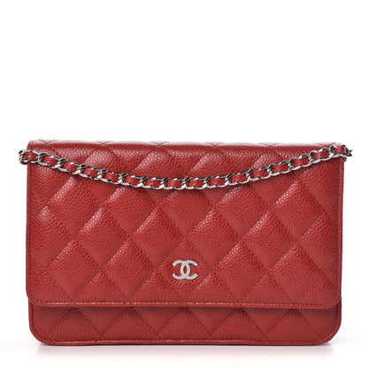 Chanel Caviar Quilted Wallet on Chain WOC Red 1 of 15