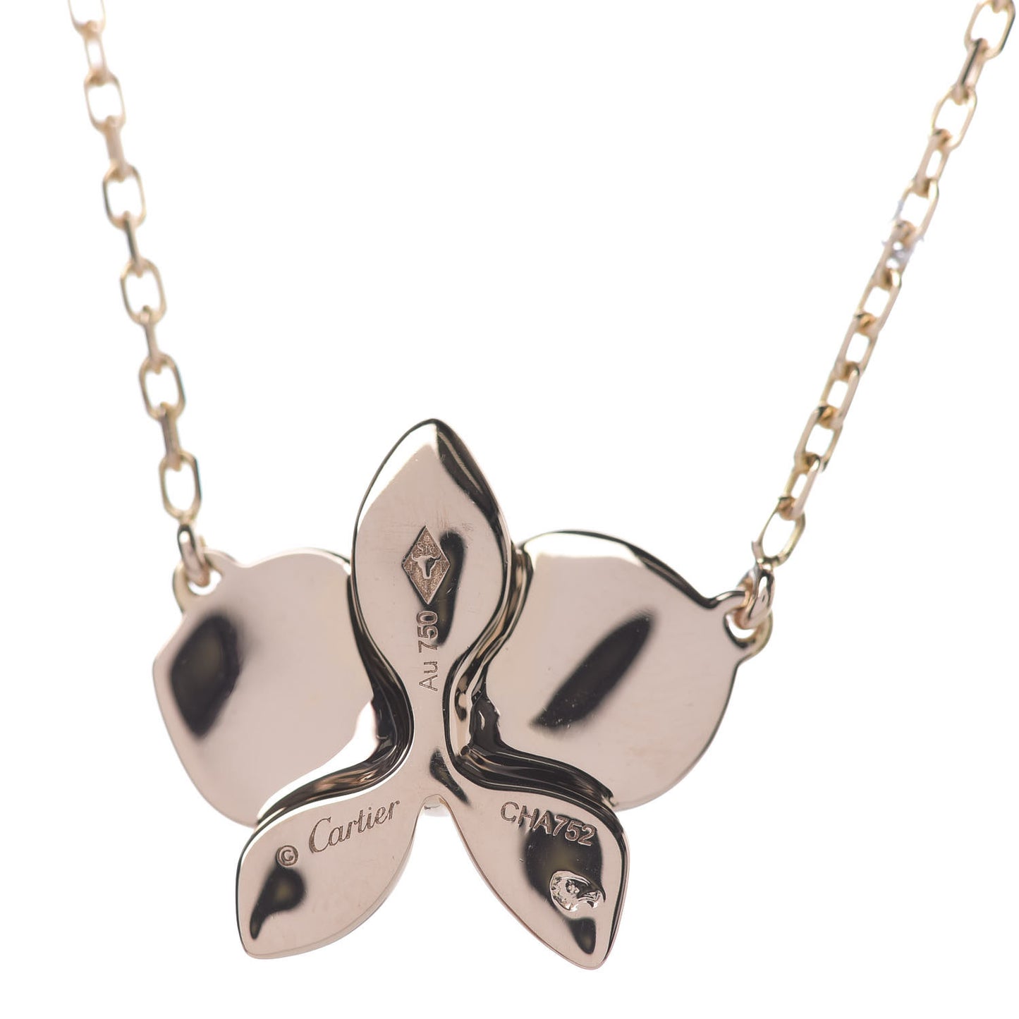 18K Pink Gold Diamond Caresse D'Orchidees Par Necklace