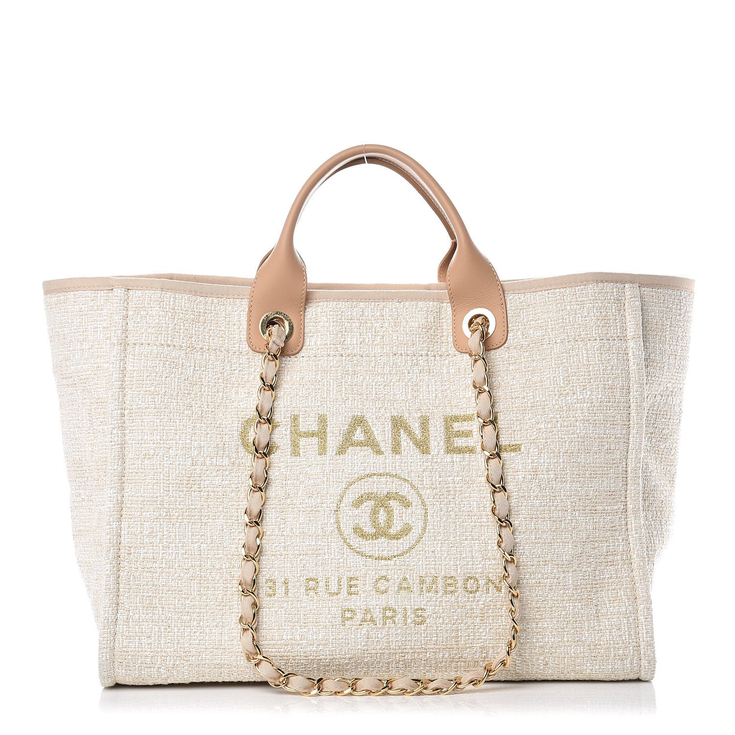 Chanel Canvas Large Deauville Tote Light Beige 1 of 19