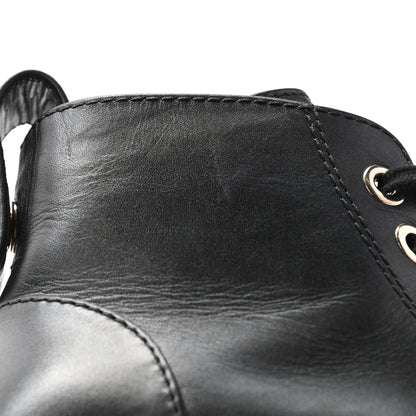 Chanel Calfskin CC Turnlock Lace Up Boots 35.5 Black 13 of 14