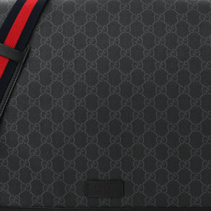 Gucci GG Supreme Monogram Web Messenger Diaper Bag Black Grey 9 of 11