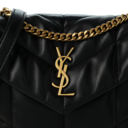 Saint Laurent Lambskin Quilted Toy Loulou Puffer Monogram Chain Satchel Black 8 of 11