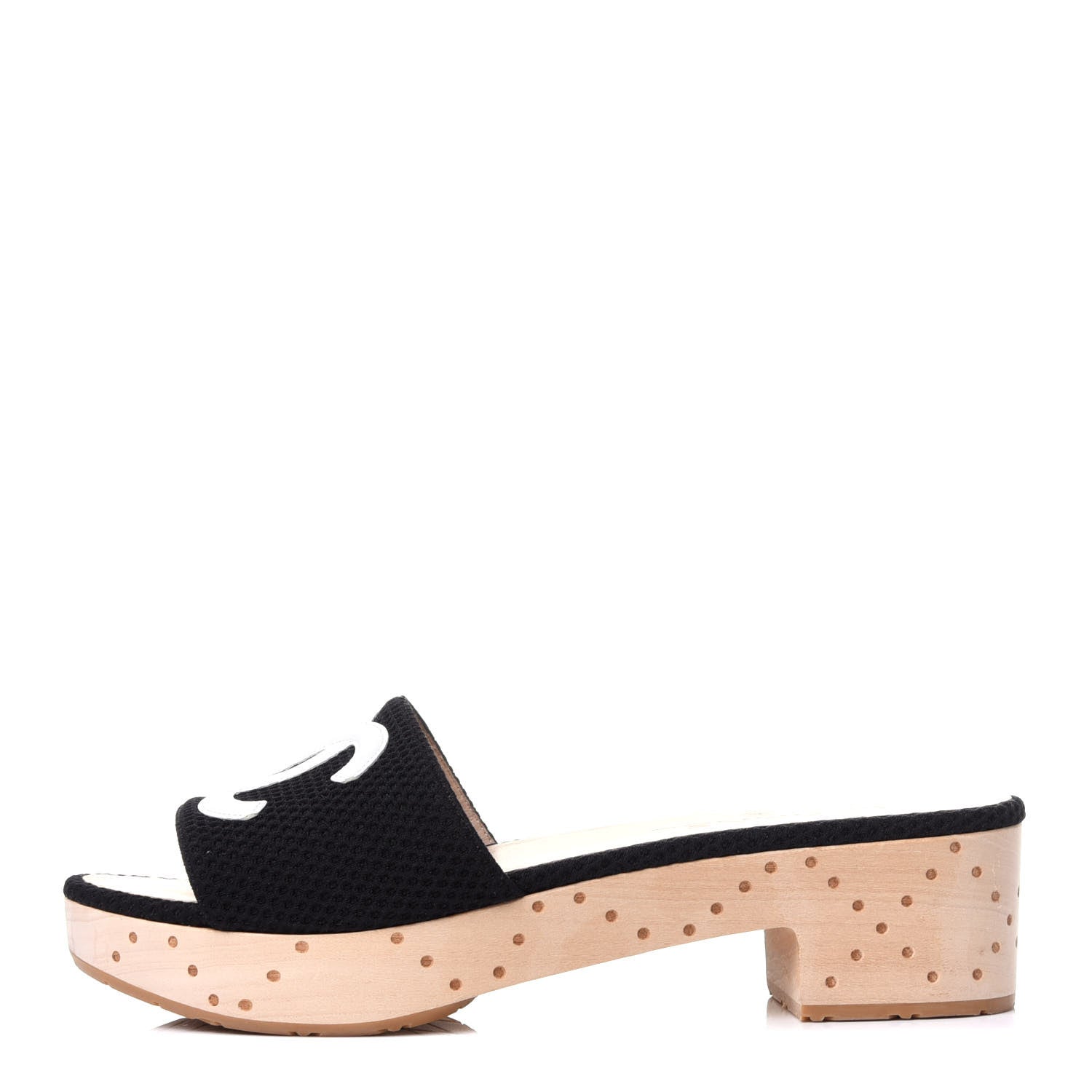 Chanel Wood Mesh CC Mules 39.5 Black 1 of 10