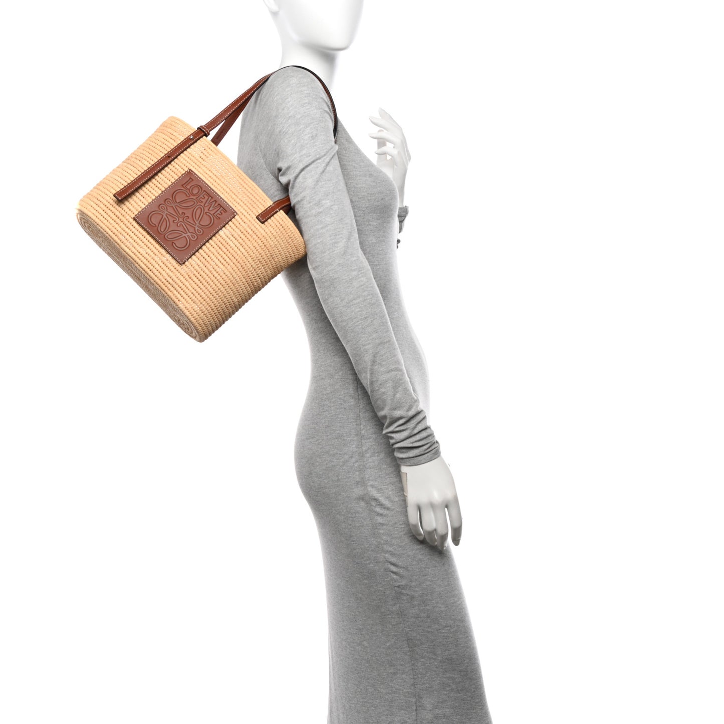 Raffia Small Square Basket Tote Bag Natural Tan