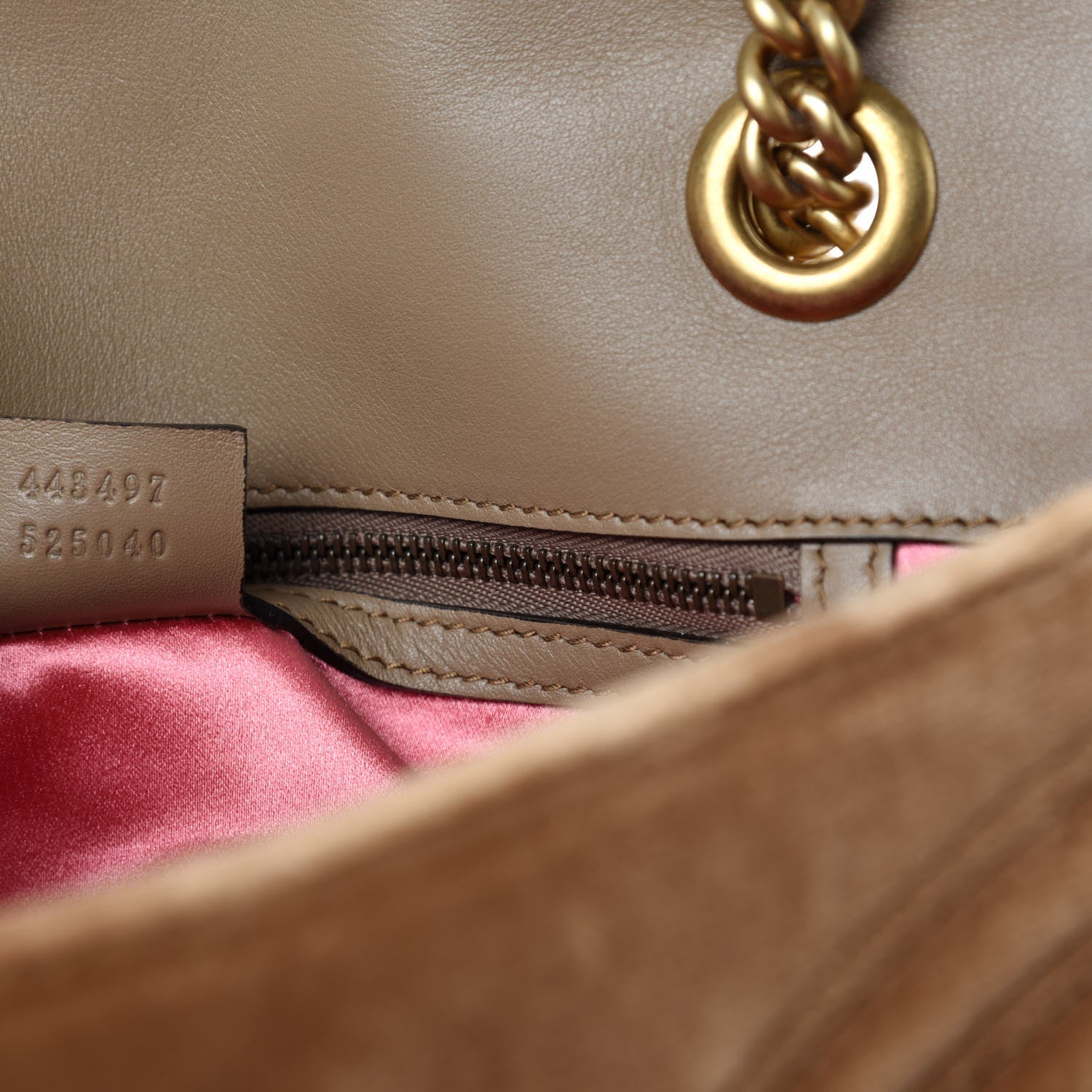 Gucci Velvet Matelasse Small GG Marmont Shoulder Bag Taupe 9 of 10