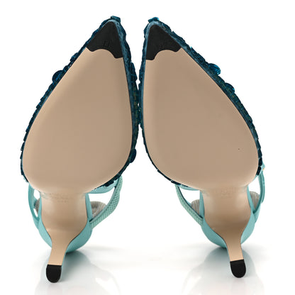 Fendi Organza Sequin Paillettes Colibri Lite 85mm Slingback Pumps 36.5 Nudo Blue Tiffany Blue 5 of 8