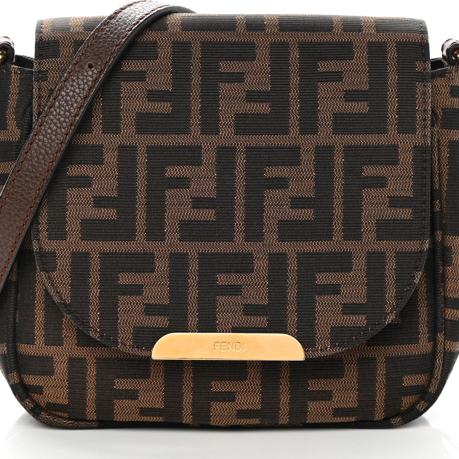 Fendi Zucca Vitello Artic Mini Messenger Bag Tobacco Castagna 7 of 11