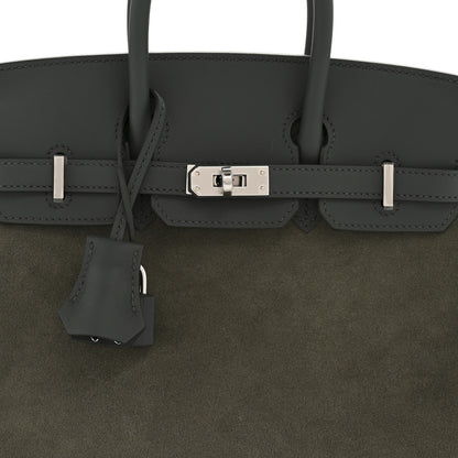 Hermes Veau Doblis Swift Grizzly Birkin 25 Vert Mangrove 7 of 10
