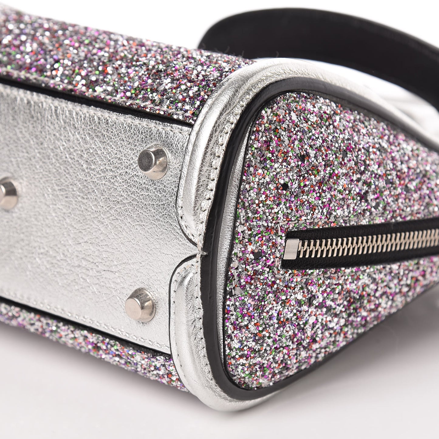 Metallic Calfskin Glitter Mini Heroine Shoulder Bag Grey Multicolor
