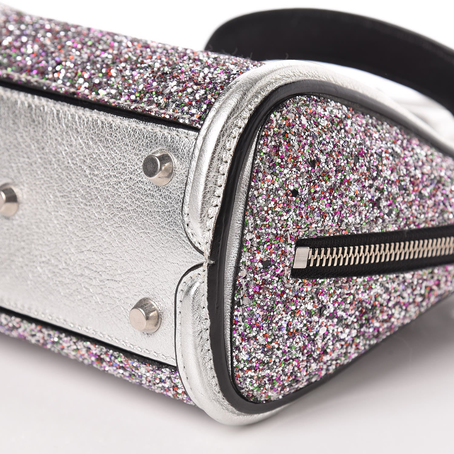 Alexander McQueen Metallic Calfskin Glitter Mini Heroine Shoulder Bag Grey Multicolor 9 of 15
