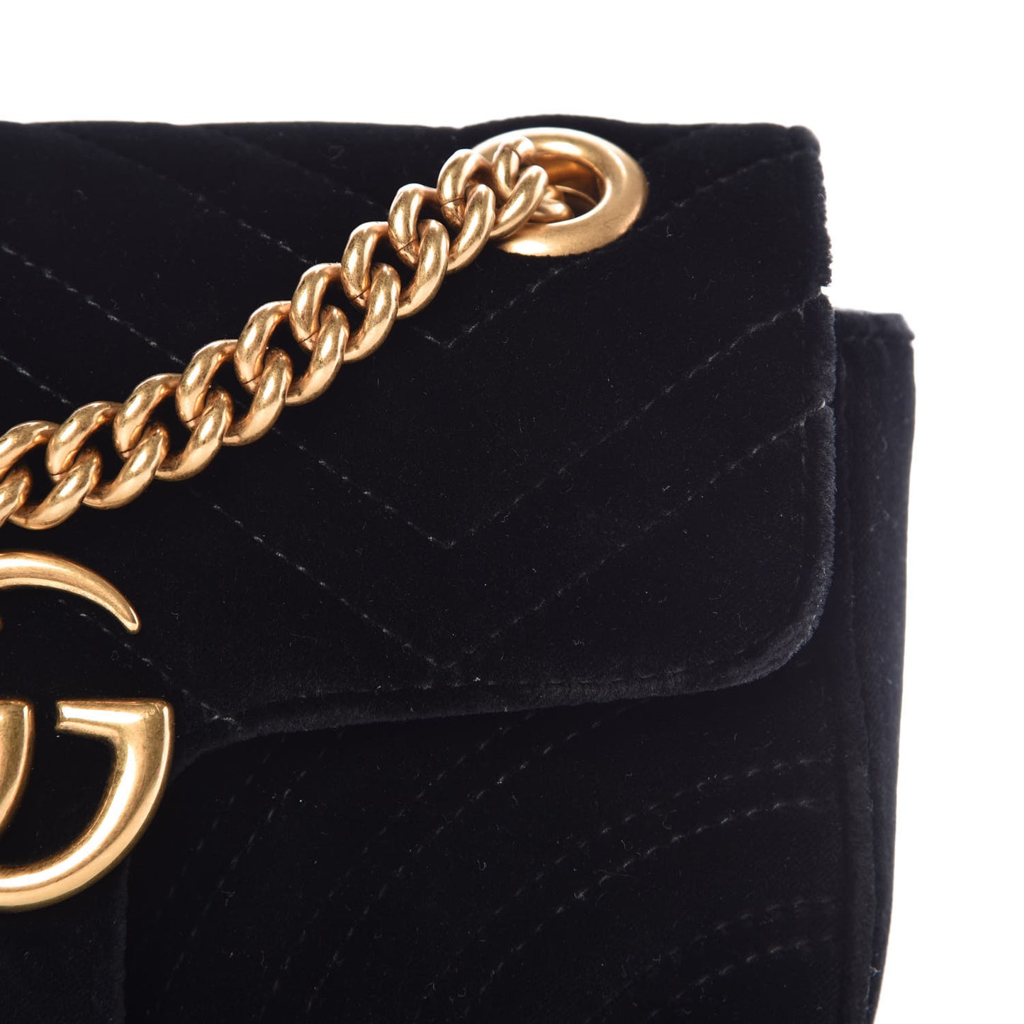 Velvet Matelasse Mini GG Marmont Shoulder Bag Black