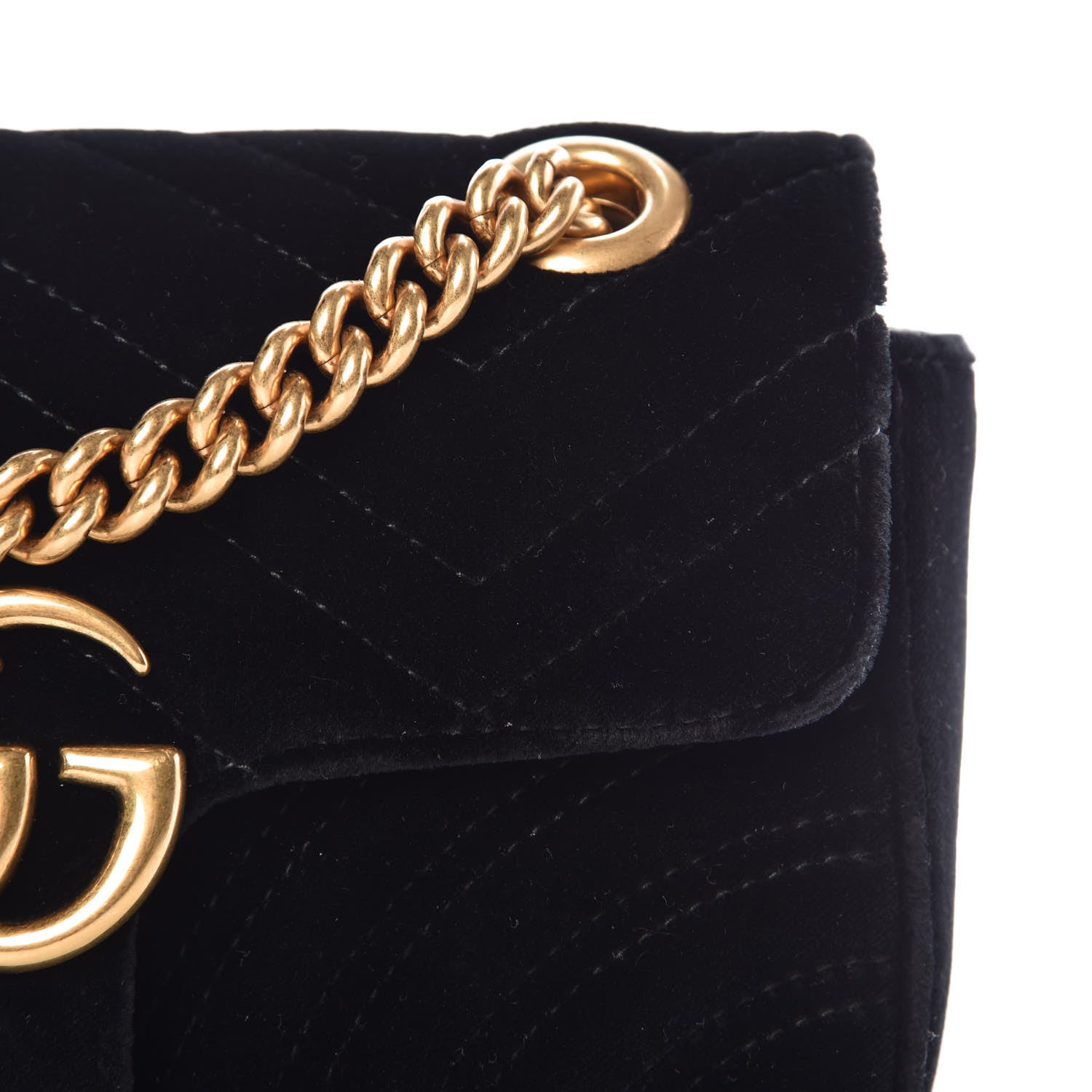 Gucci Velvet Matelasse Mini GG Marmont Shoulder Bag Black 9 of 10