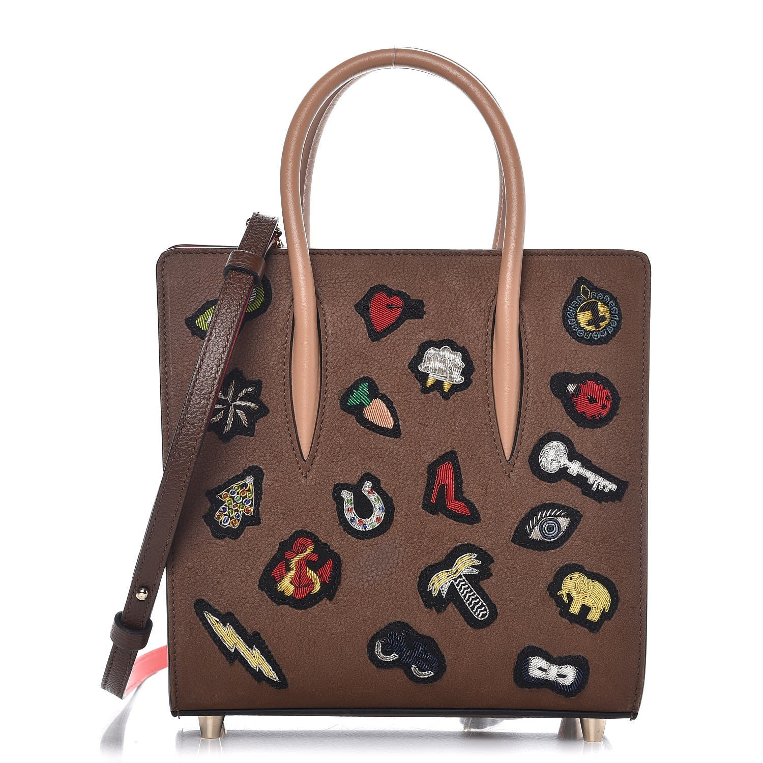 Christian Louboutin Nubuck Patch Small Eccusion Paloma Version Chatain 1 of 21