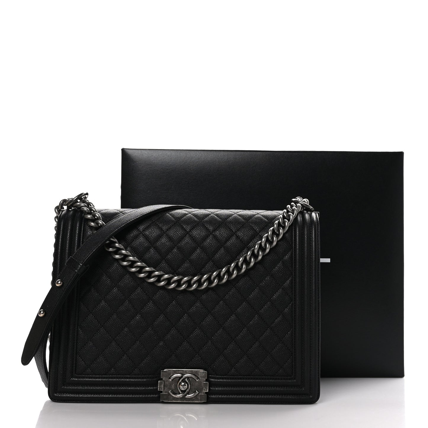 Caviar Quilted Large Boy Flap Black