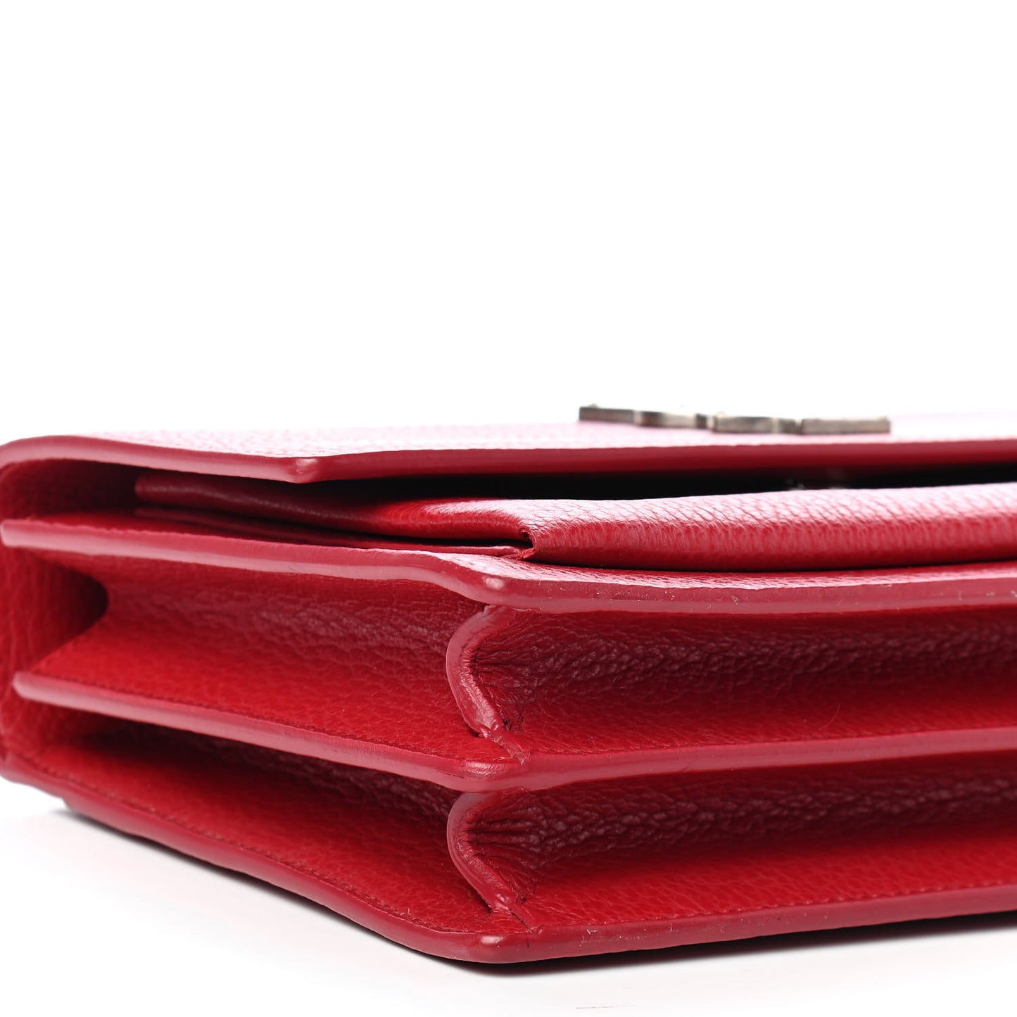 Grained Calfskin Medium Monogram Sunset Satchel Red