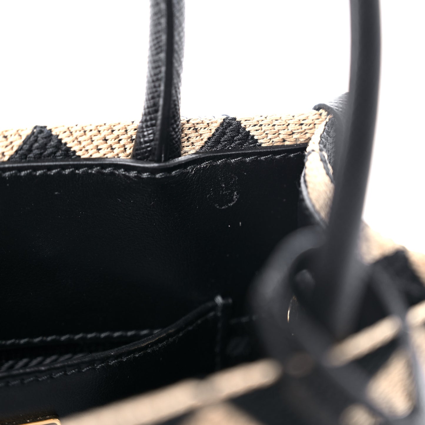 Jacquard Saffiano Triangolo Symbole Embroidered Micro Tote Black Corda