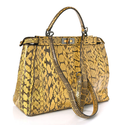 Fendi Snakeskin Large Peekaboo Iconic Satchel Yellow 3 of 10