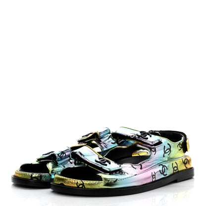 Chanel Laminated Lambskin Printed CC Dad Sandals 39 Multicolor 3 of 8