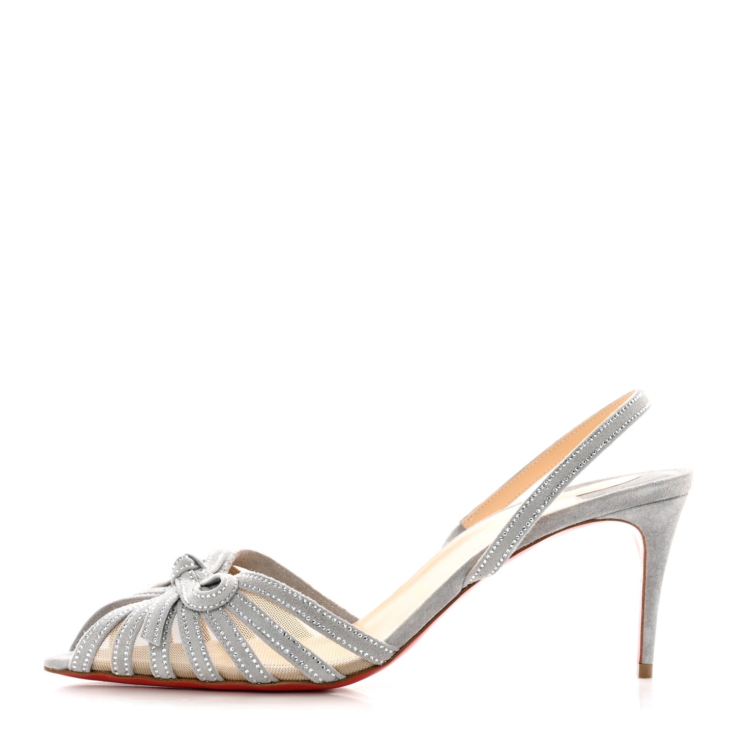 Suede Mesh Embellished Araborda 70 Slingback Sandals 40 Light Grey
