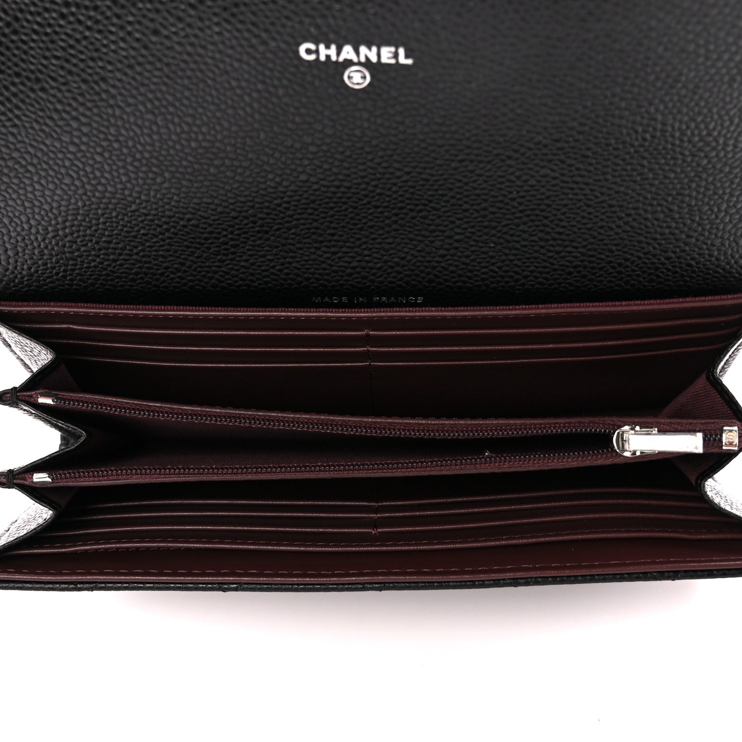 Caviar Quilted Large Gusset Flap Wallet Black