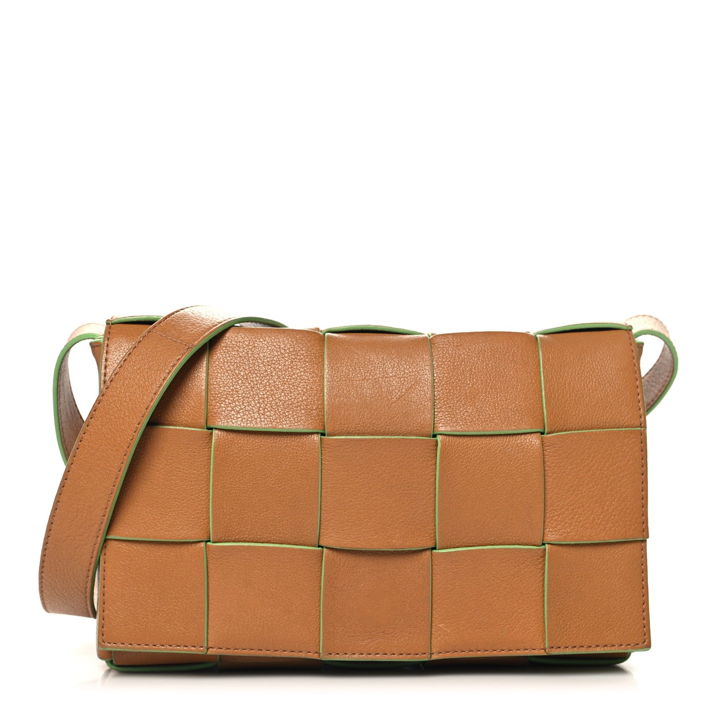 Buffalo Maxi Intrecciato Cassette Bicolor Crossbody Bag Caramel Pistachio