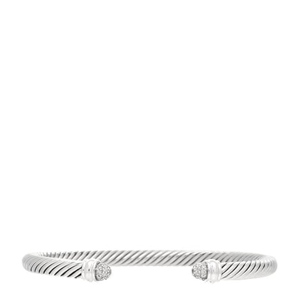 David Yurman Sterling Silver Pave Diamond 5mm Cable Classics Bracelet 1 of 3