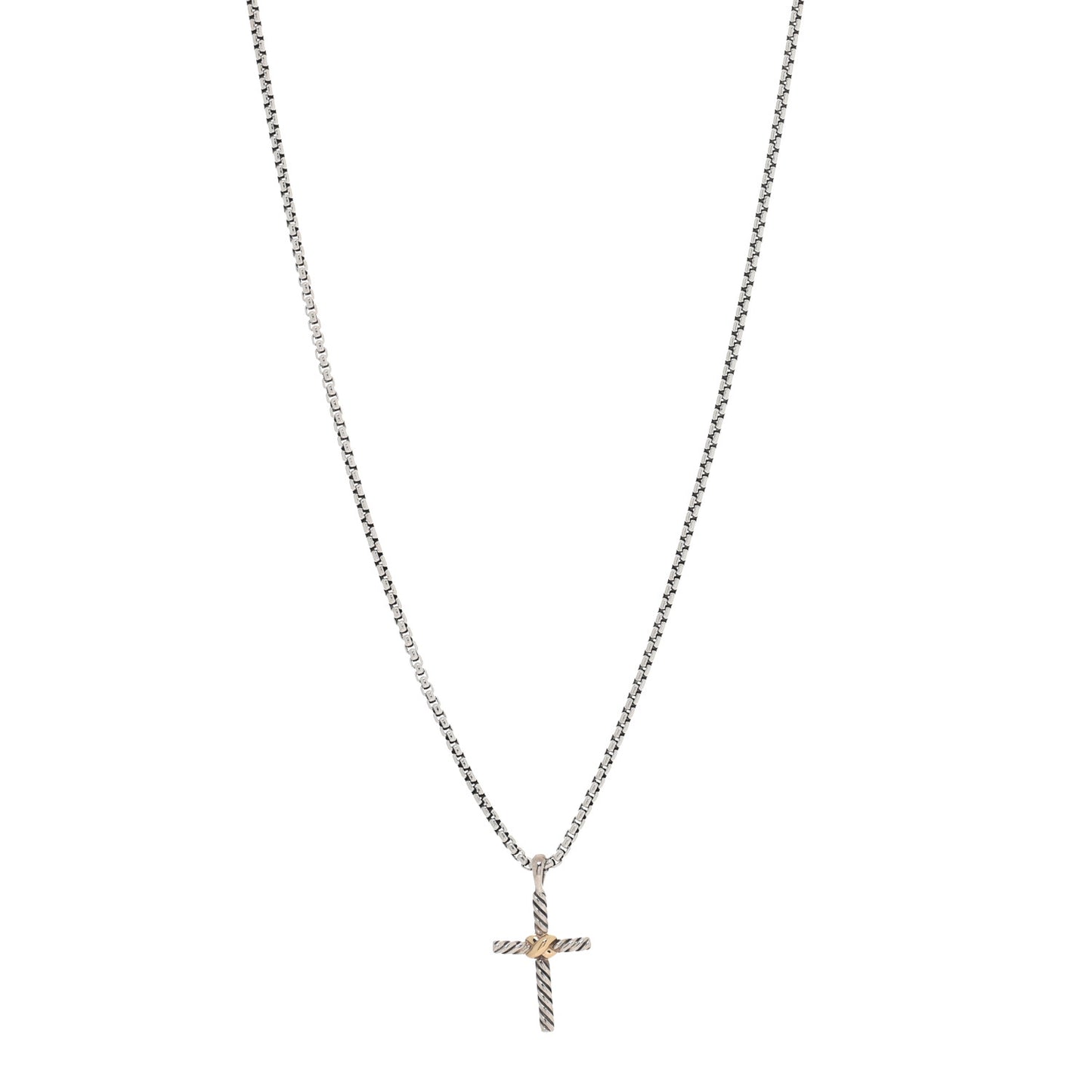 Sterling Silver 14K Yellow Gold Petite X Cross Pendant Necklace