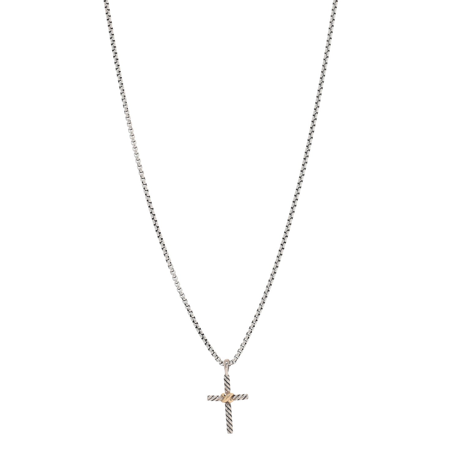 David Yurman Sterling Silver 14K Yellow Gold Petite X Cross Pendant Necklace 1 of 5