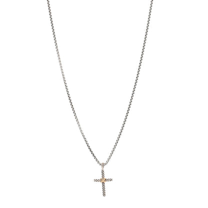David Yurman Sterling Silver 14K Yellow Gold Petite X Cross Pendant Necklace 1 of 5