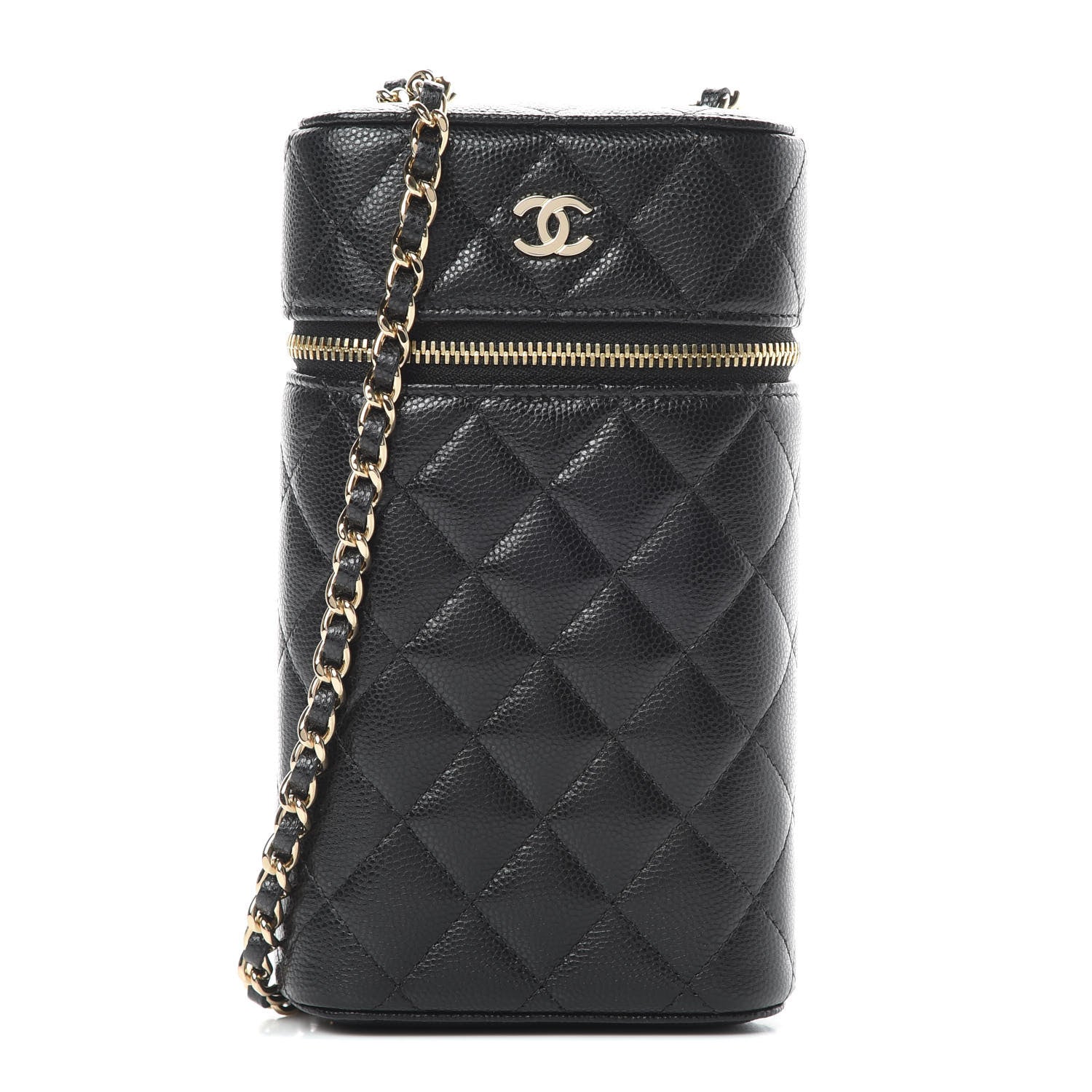 Chanel Caviar Quilted Phone Holder With Chain Black 1 of 12