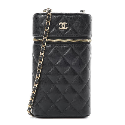 Chanel Caviar Quilted Phone Holder With Chain Black 1 of 12