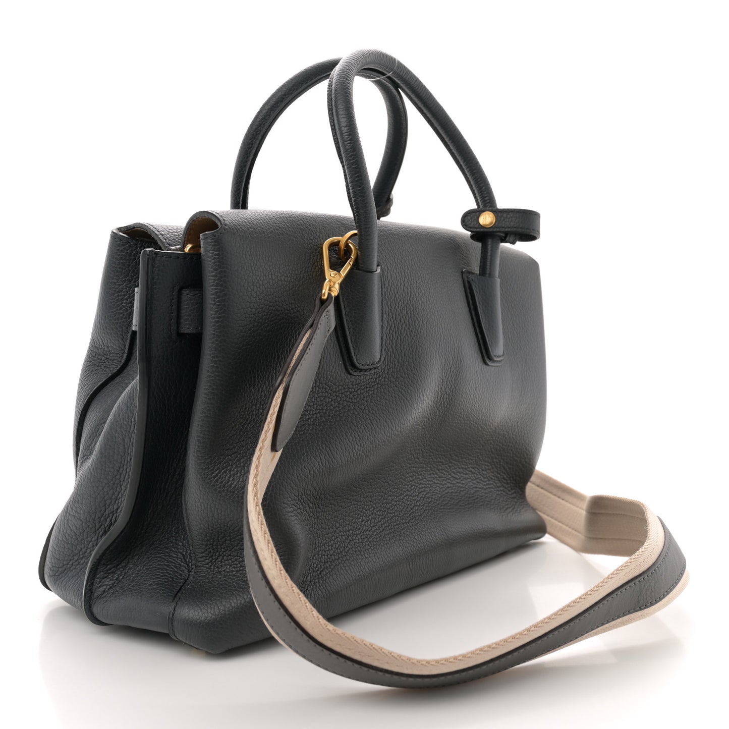 Grained Calfskin Medium Milla Tote Phantom Grey
