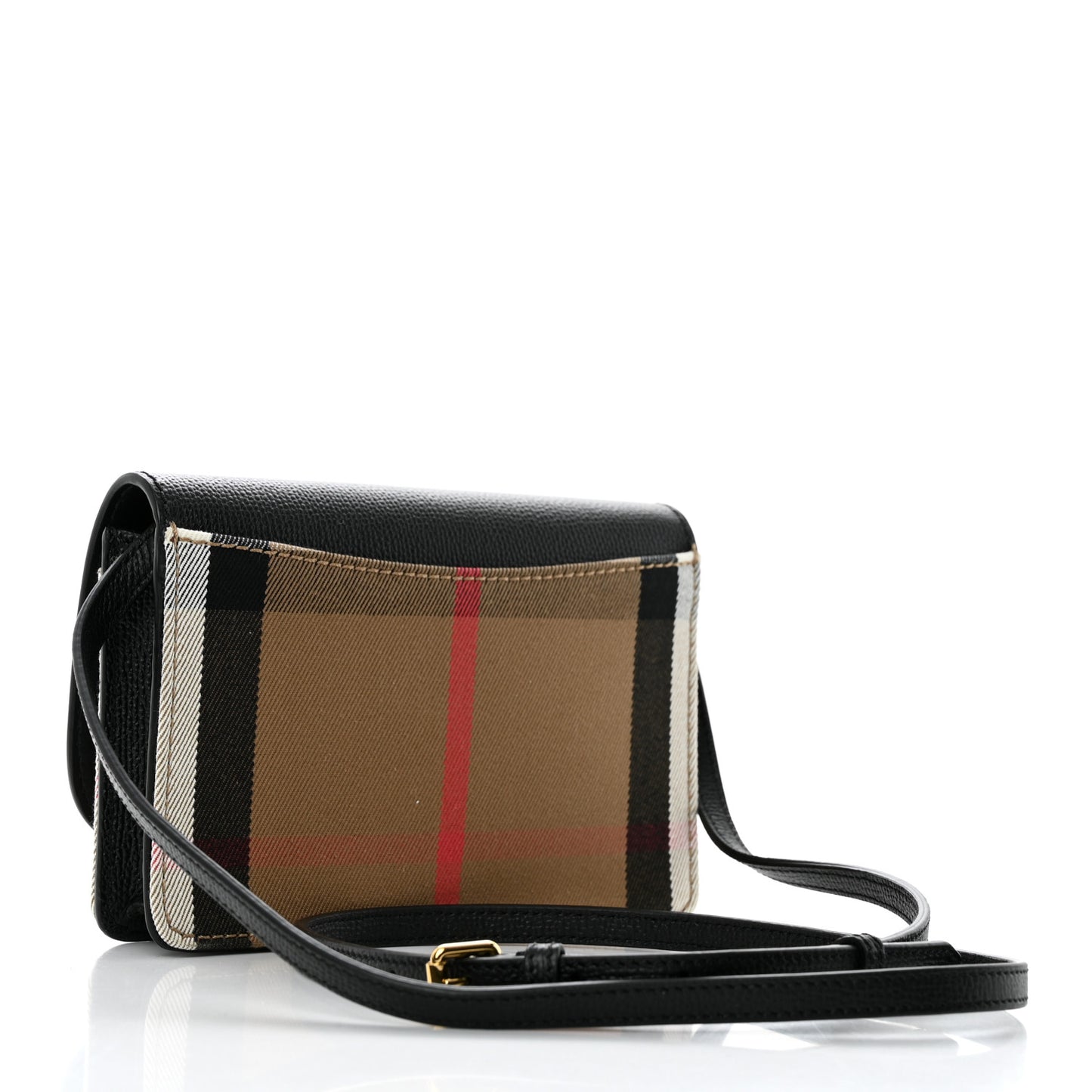 Derby Calfskin House Check Wallet On Chain Black