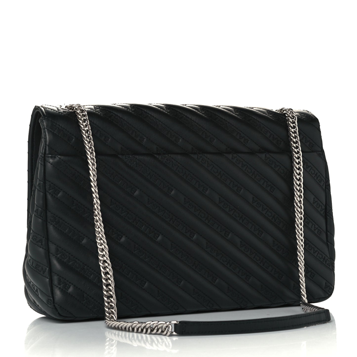 Calfskin Logo Matelasse Large BB Flap Chain Shoulder Bag Black