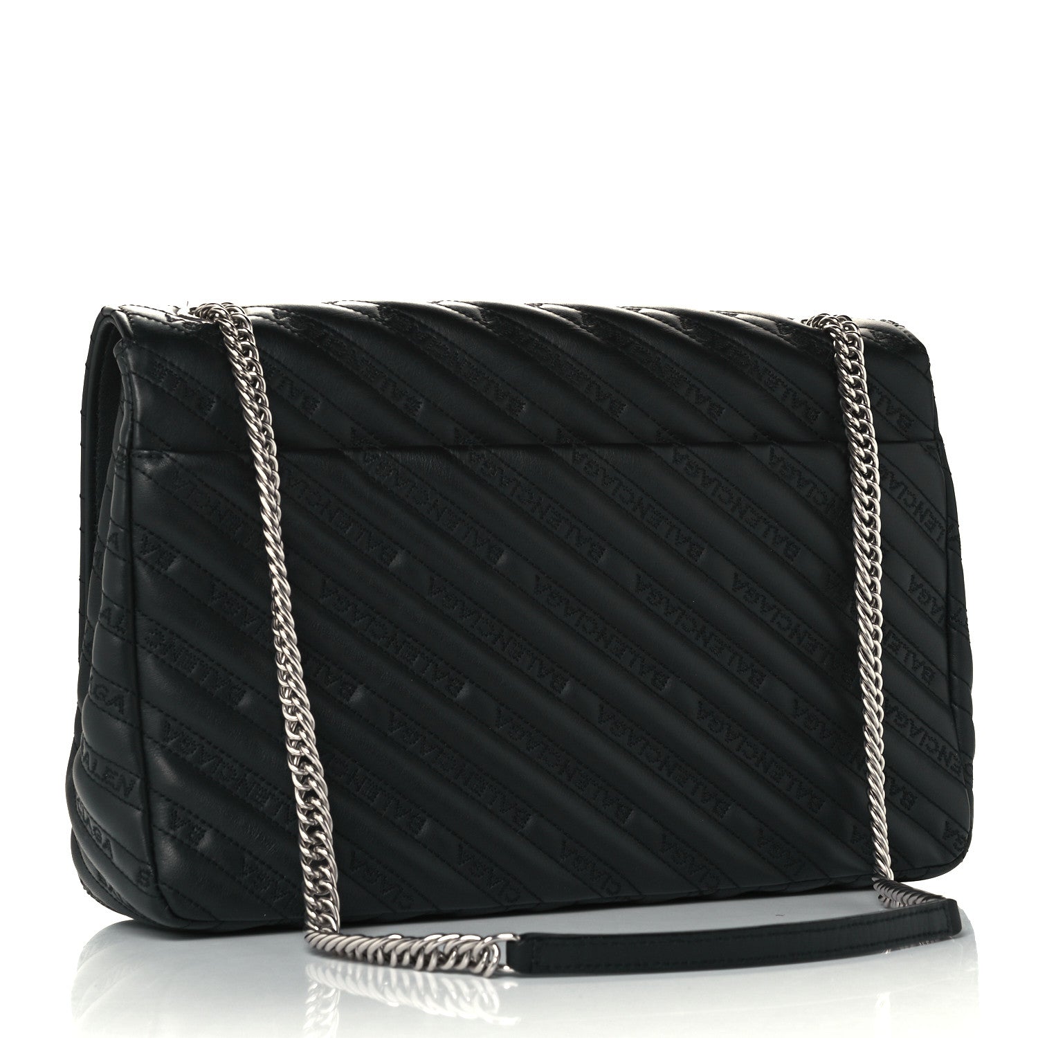 Balenciaga Calfskin Logo Matelasse Large BB Flap Chain Shoulder Bag Black 3 of 10