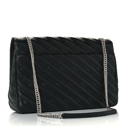 Balenciaga Calfskin Logo Matelasse Large BB Flap Chain Shoulder Bag Black 3 of 10