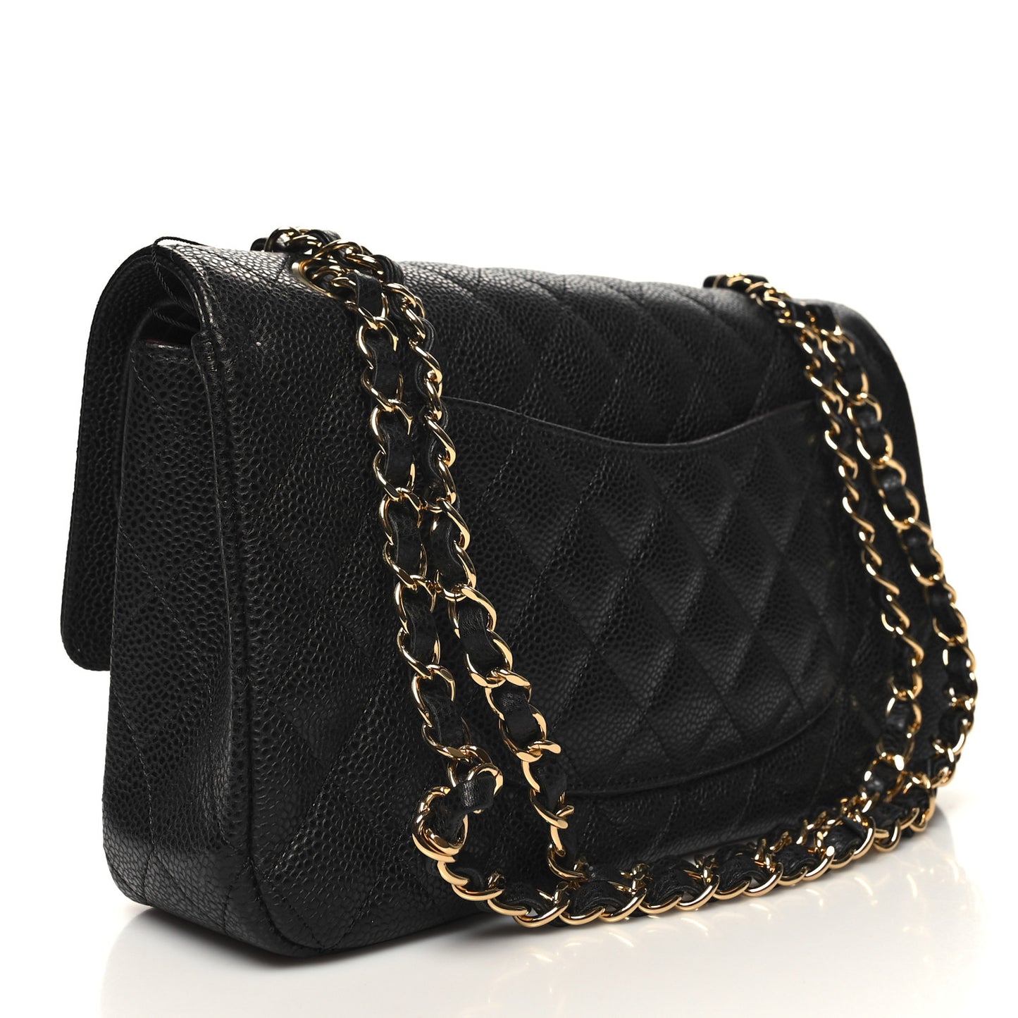 Caviar Quilted Medium Double Flap Black