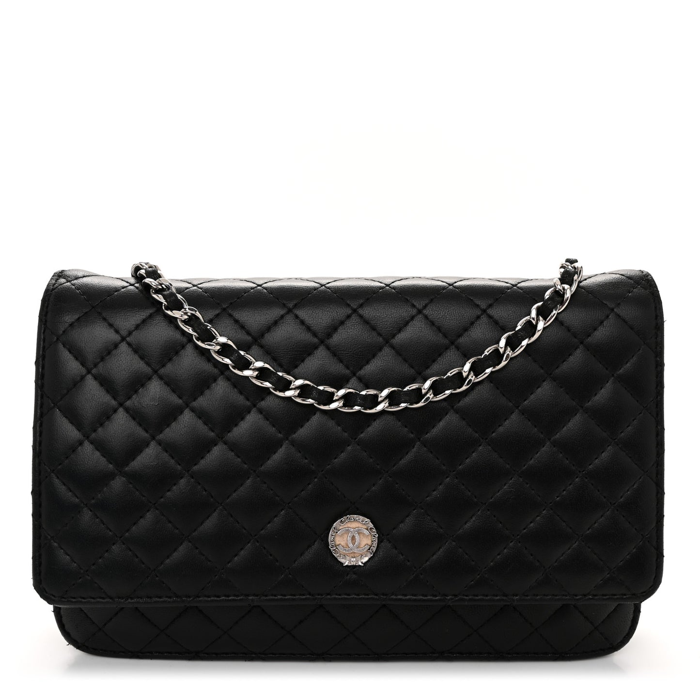 Lambskin Micro Quilted Wallet On Chain WOC Black
