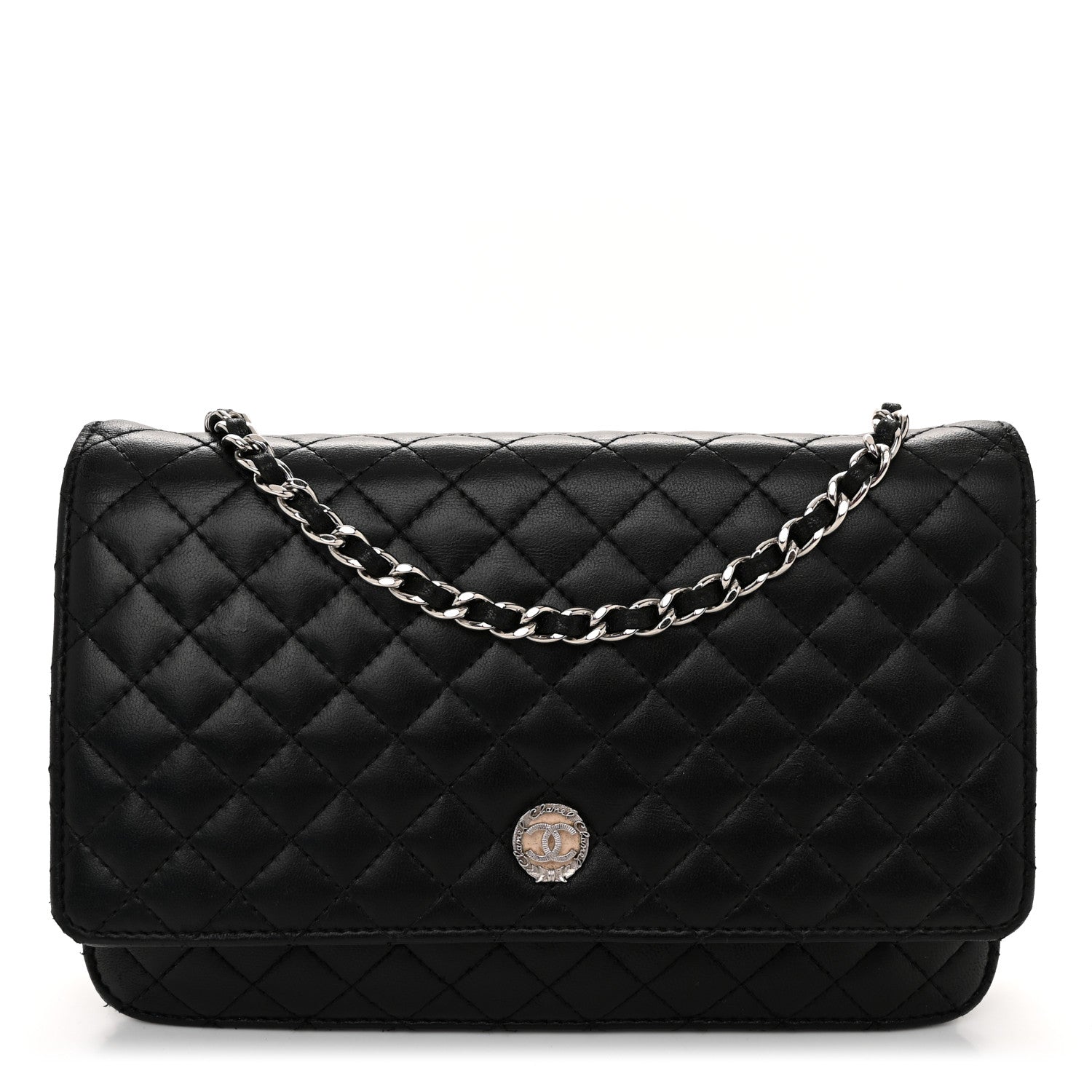 Chanel Lambskin Micro Quilted Wallet On Chain WOC Black 1 of 13